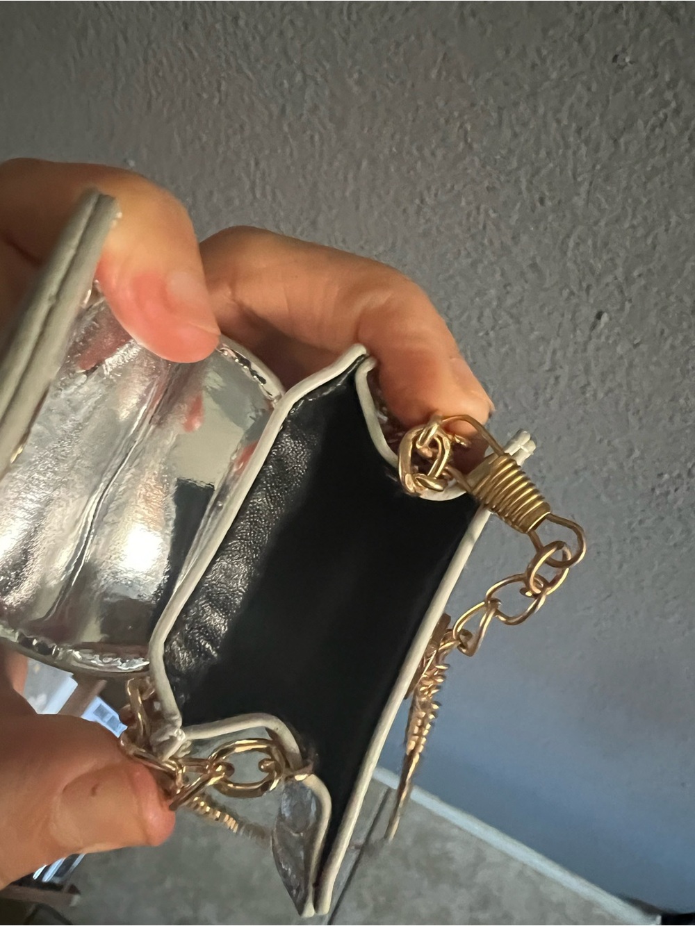 Silver coins Mini Crossbody Bag with Gold Chain - Picture 6 of 7